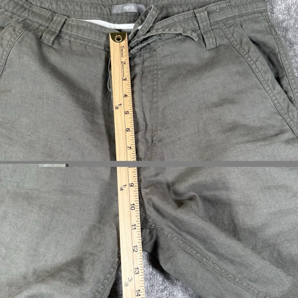 Apt 9 Pants Men's 34x32 Olive Green Straight Wide Leg Linen Baggy Trousers